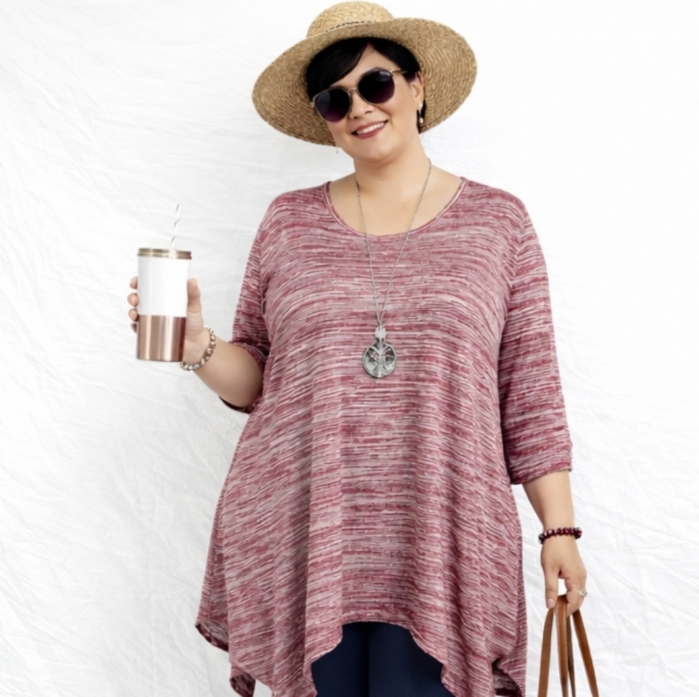 New!! SERENA WILLIAMS Size 2X Signature Statement Marled Knit Sharkbite Tunic
